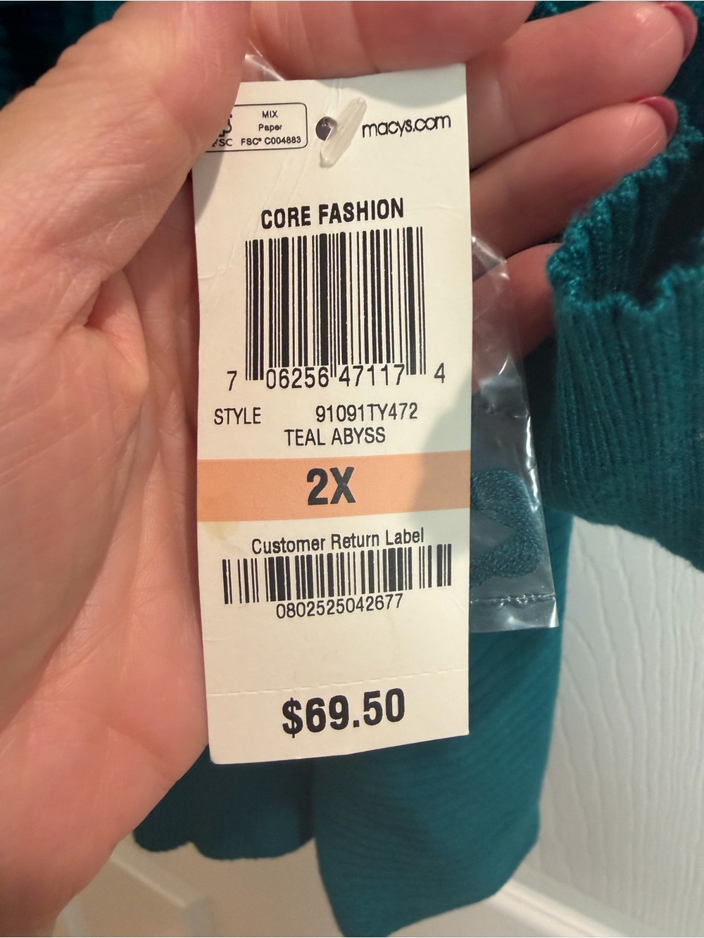 JM Collection Teal Open-Front Ribbed Cardigan - Picture 3 of 6